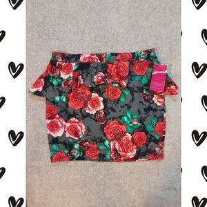 Sexy Floral Rose Candies Pencil Skirt NWT L